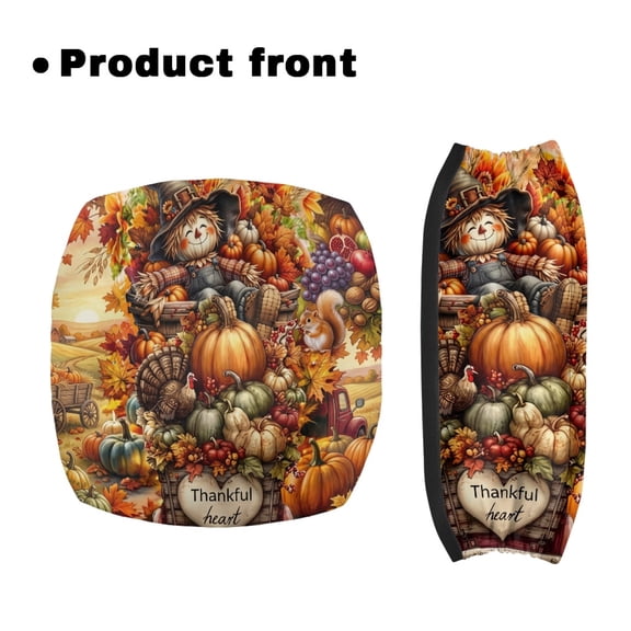 HELLHERO Thanksgiving Rollator Seat Cover Set with Fall Pumpkin Scarecrow Pattern, 2PCS Polyester Durable Breathable Accessories for Elderly Outdoor Home Use