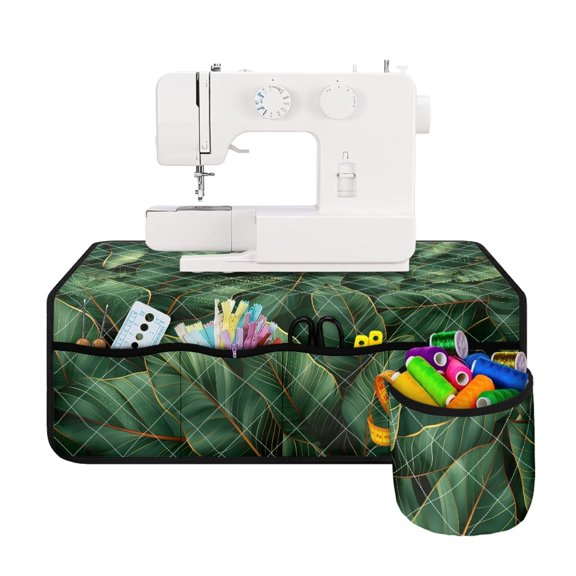 HELLHERO Thanksgiving Sewing Machine Pad Organizer Removable Storage Bag Easy to Clean Sewing Machine Table Mat Premium Fabric for Most Sewing Machines, Christmas Leaves