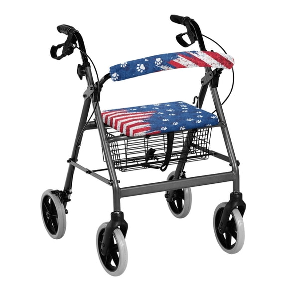 HELLHERO The American flag Walker Covers Rollator Walker Seat and Backrest Rollbar Covers Set Easy Install Cover Only for Seniors Adult