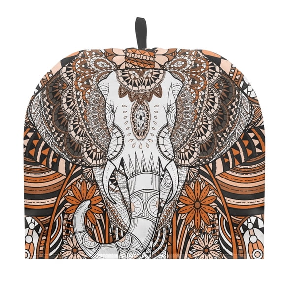 HELLHERO Thermal Insulation Teapot Cover Insulation Washable Heat Preservation Polyester Canvas for Housewife, Ornate Elephant Skull