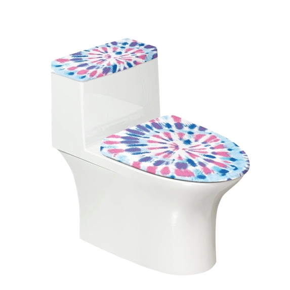 HELLHERO Tie-Dye Patterns Bathroom Set Toilet Bowl Cover 2-Piece Durable Merry Christmas for Hotel, Elastic Bottom