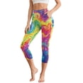 thumbnail image 1 of HELLHERO Tie Dye Printed Capri Leggings High Waisted Yoga Pants for Women Athletic Yoga Capris Breathable Workout Leggings with Pockets, XL, 1 of 7