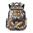 thumbnail image 1 of HELLHERO Tiger Aztec Pattern Padded Breathable Straps Shoulder Bookbag for Back to School Elementary School, Padded Shoulder Straps Lightweight 600D Polyester School Bag, 1 of 8