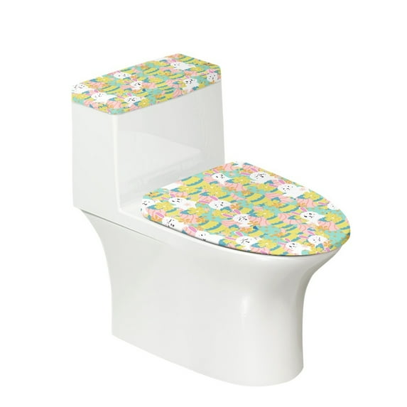 HELLHERO Toilet Cover Set 17"x21" Soft Washable for Bathroom Accessories Cartoon Rabbit