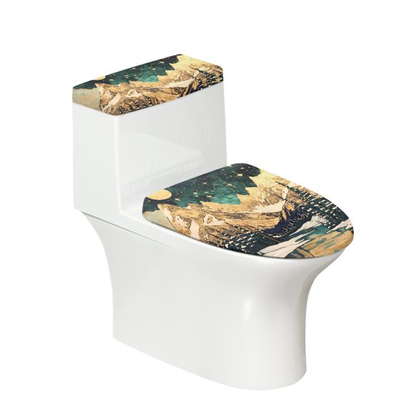 HELLHERO Toilet Cover Set 2 Pcs Set 17x21 Inches Cozy Easter Snowy Mountain Starlit Sky Theme