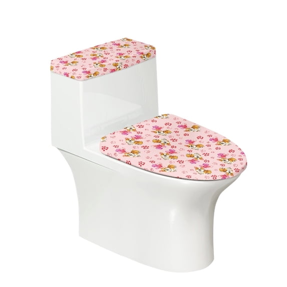 HELLHERO Toilet Dust Cover Set, Dustproof Polyester Bathroom Toilet Cover Set, U-Shaped, Dog