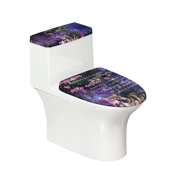 HELLHERO Toilet Lid Cover 2 Pack 17x21 Inches Fashion Merry Christmas Butterfly Wolf Pattern Design