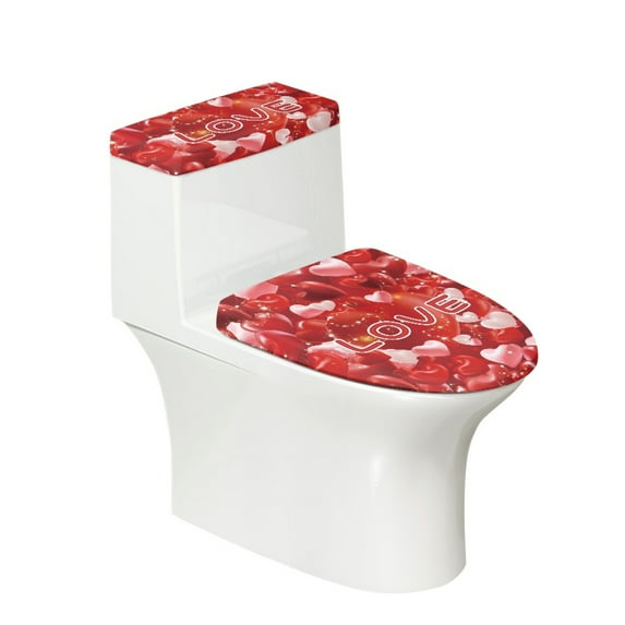 HELLHERO Toilet Lid Cover & 2 Piece Set Toilet Lid Dust Cover Set & Romantic Theme Decorations