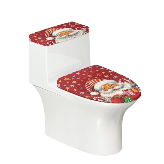 HELLHERO Toilet Lid Cover Set 2 Pieces U-Shaped Stylish Easter Santa Claus