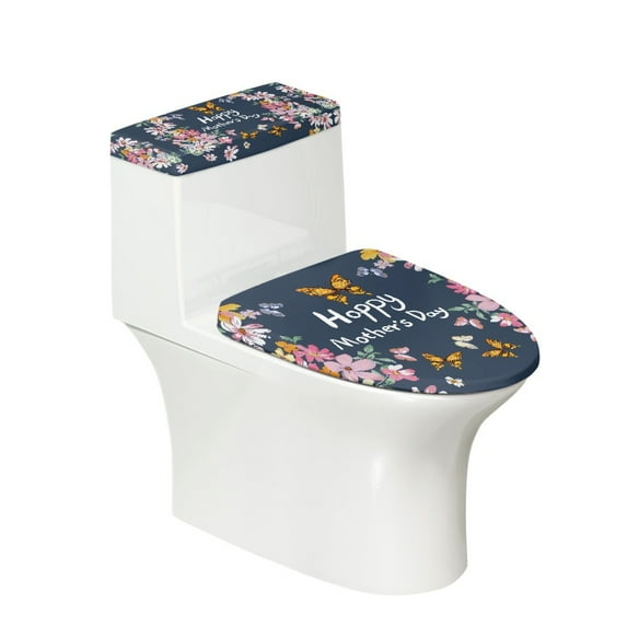 HELLHERO Toilet Lid Covers Set with Elastic Edge 2-Piece Lid Cover Set for Toilet 17"x21" for Adjustable