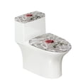 thumbnail image 1 of HELLHERO Toilet Lid Dust Cover Set Reusable for Household Dust-Proof Toilet Seat Protector, Rose on Newspaper Print, 1 of 8
