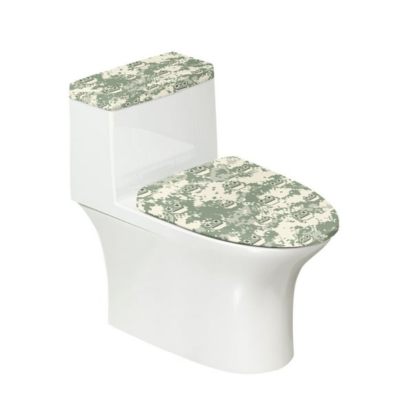 HELLHERO Toilet Lid Seat Cover Set of 2 Piece Set Elastic Edge Bathroom Toilet Lid Cover Set Machine Washable Gift