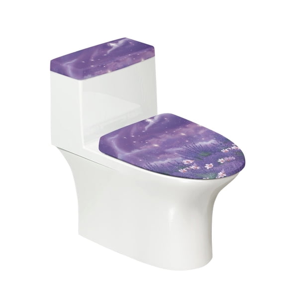 HELLHERO Toilet Protector Cover & Stretch Toilet Seat Lid Cover for Indoor Home, Elastic Fabric, Stretchy Fabric, Starlit Night Daisies