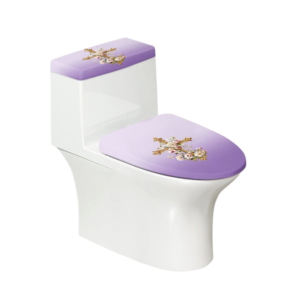 HELLHERO Toilet Seat Lid Cover Set 2 Pack Fashion for Modern Bathrooms, Universal, Floral Elegance