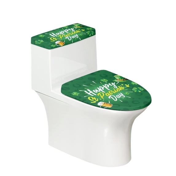 HELLHERO Toilet Seat Protector & Toilet Lid Cover and Toilet Tank Lid Cover with Soft Elastic Fabric for Easy Care, Stretch Fit Beer Clover