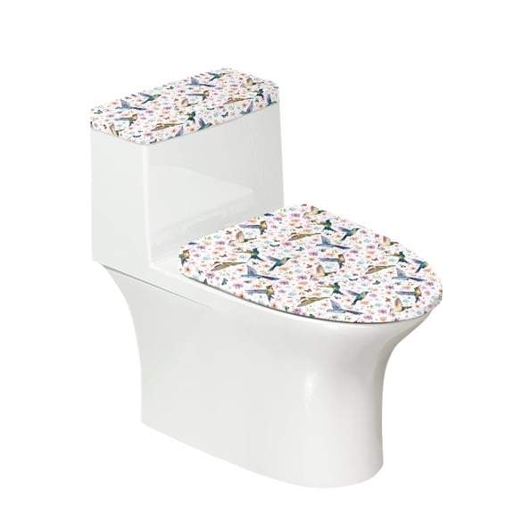 HELLHERO Toilet Top Cover Set for Elastic Bottom Polyester Fabric Universal Easy to Clean Elastic Installation Adjustable Washable Comfortable and Practical