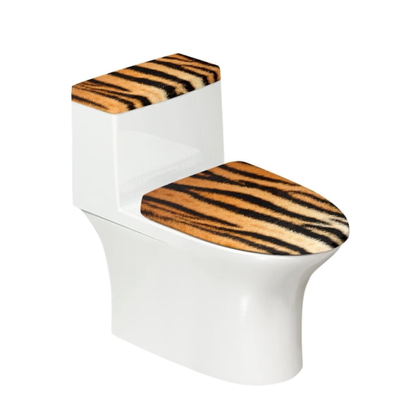 HELLHERO Toilet Top Cover for Elastic Edge Polyester Stretch Dust-Proof Easy to Install Elastic Bottom Washable Keep Dust Stain, Tiger Stripe Pattern