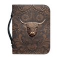thumbnail image 1 of HELLHERO Tooled Leather Bull Bible Carrying Case for Women, Lightweight Bible Cover with Pencil Holder for Church Bible Study Outdoor Study, 1 of 12