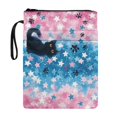 thumbnail image 1 of HELLHERO Tote Bags with Decorative Design Polyester Easy Carry Book Case Book Cover Sleeve Pouch Washable Book Organzoer Holder with Pocket, Starry Night Cat, 1 of 8