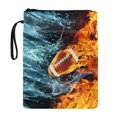 thumbnail image 1 of HELLHERO Tote Bags with Decorative Design Polyester Fabric Book Covers with Handle for Textbooks Paperbacks Bag Book Carrying Case Book Storage Bag, Football Fire Water Collision, 1 of 4