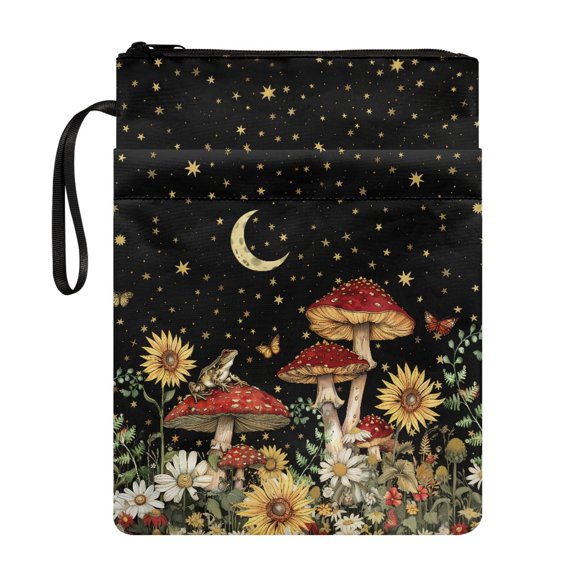 HELLHERO Tote Bags for Readers, 11.4 Inch X 8.66 Inch Protector Wrap Bag with Decorative Design, Hardcover Notebook Bible Journal Textbooks Paperbacks Stars for Teachers