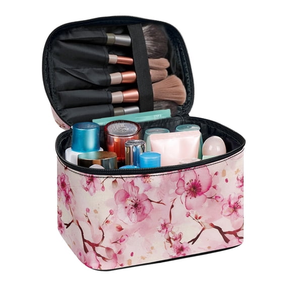 HELLHERO Travel Accessories Organizer Make up Cosmetic Bags Brush Protectors Effortless Organization Fold Flat Cherry Blossom Pattern