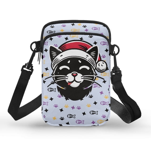 HELLHERO Travel Crossbody Purse for Adults Outdoor Travel Daily Use Christmas Cat Messenger Bag Adjustable Shoulder Strap