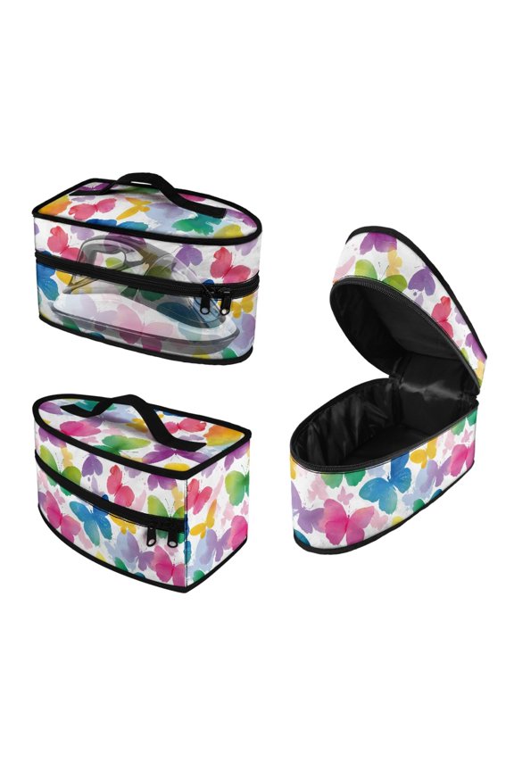 Travel Iron Holder Bag Colorful Butterfly Design Handheld Reusable Portable Travel Iron Organizer, Bag Only