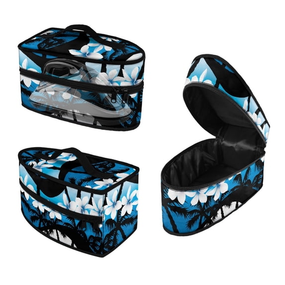 HELLHERO Travel Irons Organizer Coconut Tree Floral Pattern Travel Case and Hair Styling Tool, Case Only