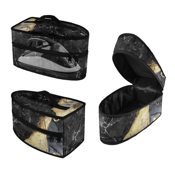 HELLHERO Travel Irons Organizer Portable Travel Iron Organizer Durable & Protective Organizer with Zipper Closure Black Marble Pattern, Case Only