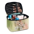 thumbnail image 1 of HELLHERO Travel Makeup Case Portable Travel Cosmetic Bags Double Zip Handheld Lightweight Rabbit and Floral Pattern Design, 1 of 6