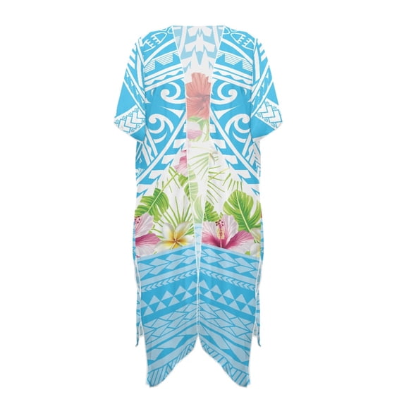 HELLHERO Tropical Hibiscus Long Kimono Swimsuit Cover Up Cardigan High Quality Fabrics Breathable Bathing Suit Cover Up