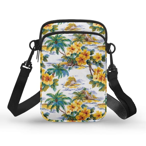 HELLHERO Tropical Palm Flowers Adjustable Shoulder Strap Crossbody Bag for Unisex, Daily Commute or Casual Outings