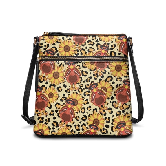 HELLHERO Turkey Leopard Print Pattern Purse Satchel Crossbody Bag, Durable Waterproof PU Leather Crossbody Purse Solid Craft for Work Daily