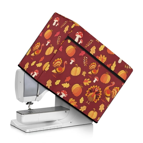 HELLHERO Turkey Sewing Machine Cover with Tote Handle and Pocket Machine Washable Easy to Clean Keep Clean and Safe Foldable