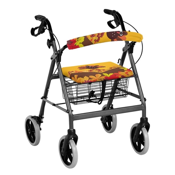 HELLHERO Turkeys Rollator Walker Seat Back Covers Machine Washable Walker Covers Non-Slip Fit Soft for Parks