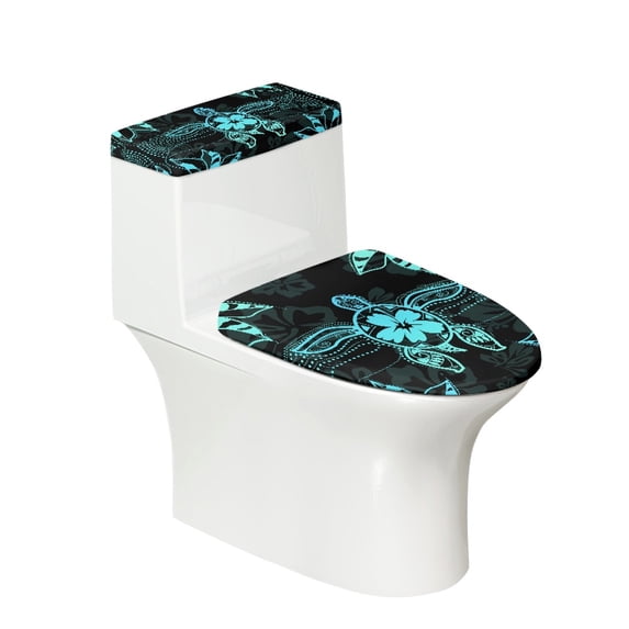 HELLHERO Turtle Flowers Toilet Seat Cover Replacement Adjustable 2 Pieces Easy to Clean Reusable for Hotel