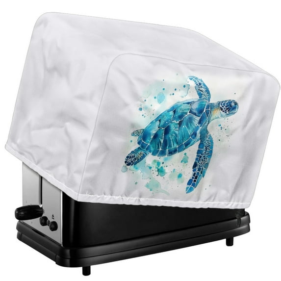 HELLHERO Turtle Print Toaster Cover 4 Slice, Waterproof Adjustable Bread Machine Cover, Polyester Dustproof Samll Kitchen Appliance Protector (12.4"x10.6"x8.2")