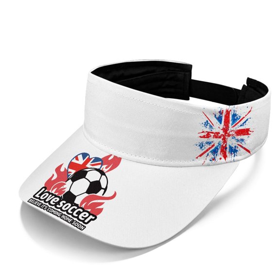 HELLHERO UK Soccer Flag Sports Visor, UV Blocking Sun Visor Hat Polyester Fabric Adjustable Lightweight Empty Top Sun Visor Cap for Outdoor Sports
