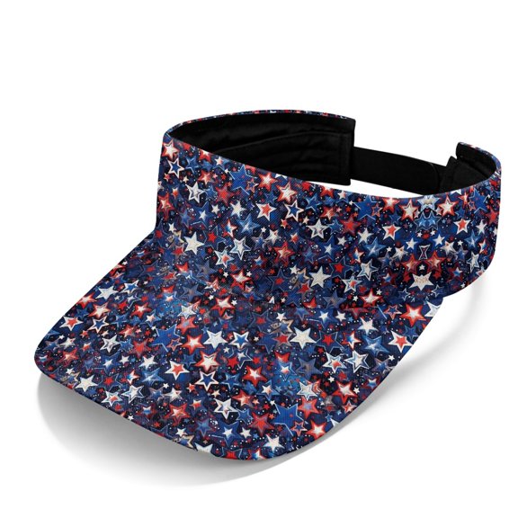 HELLHERO US Flag Star Splatter Lightweight Sun Visor Hat for Sports Travel, Comfortable Adjustable Strap Sun Visor Cap