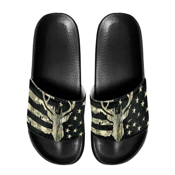 HELLHERO USA Deer Platform Slides, Waterproof Easy to Clean Slides Slippers for Summer House Beach