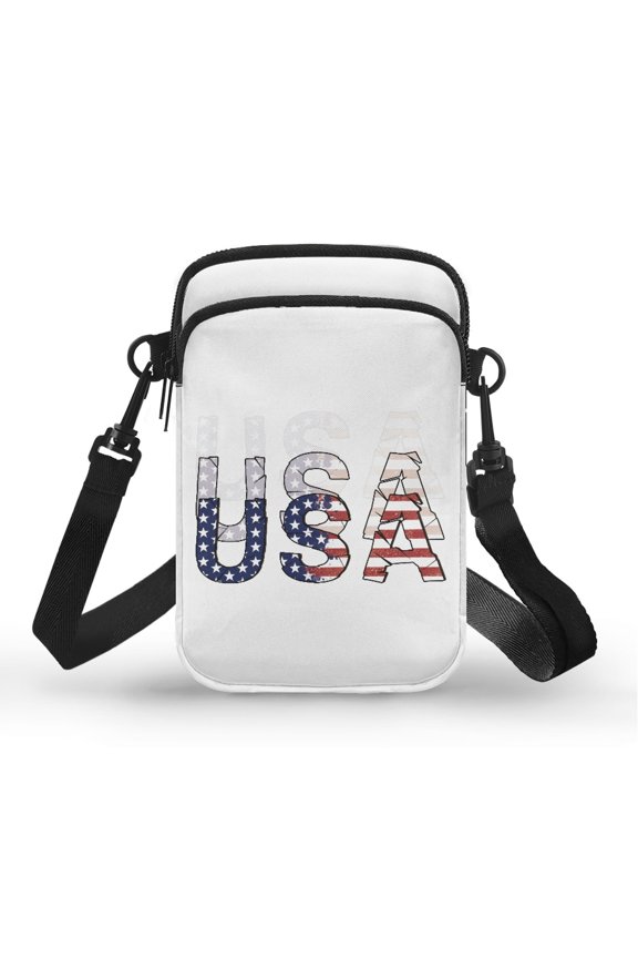 USA Pattern Crossbody Bags Trendy, Double-layer for Outdoor Travel Daily Use, Travel