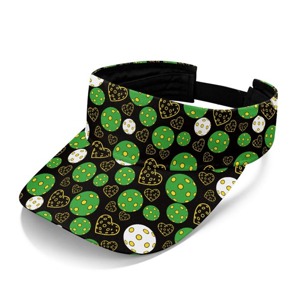 HELLHERO UV Protected Visor Hat for Golf Fishing, Polyester Fabric Adjustable Athletic Visor, Green Dot Heart Pattern