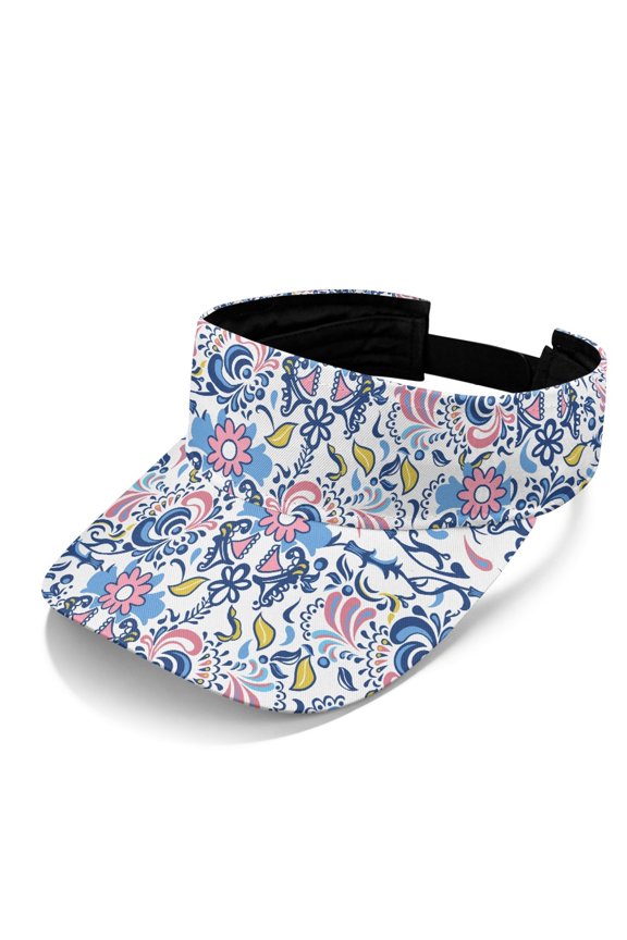 UV Protection Sun Visor Cap for Beach Travel, Polyester Fabric Lightweight Visor Hat, Floral Pattern