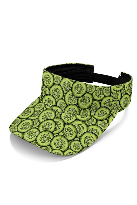 UV Protection Sun Visor Cap for Running Camping, Polyester Fabric Open Top Open Top Sun Visor, Pickle Can and Slice Pattern