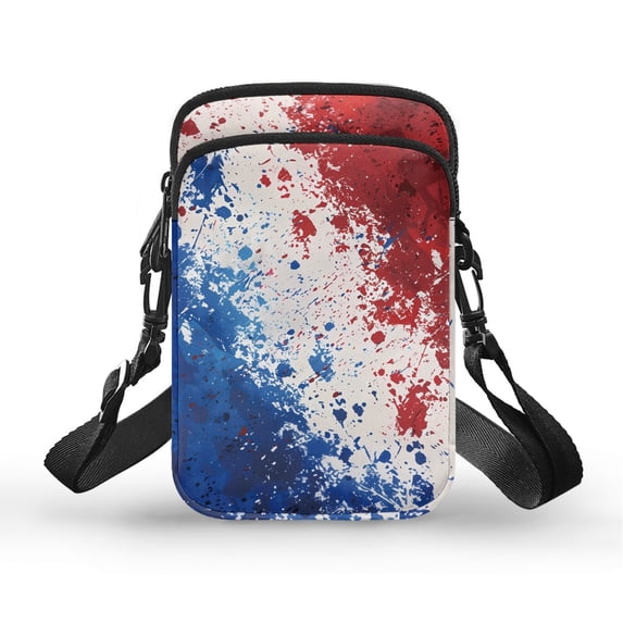 HELLHERO Underarm Shoulder Bag for Adults Daily Use Red and Blue Ink Pattern Design Crossbody Bag Double Zipper