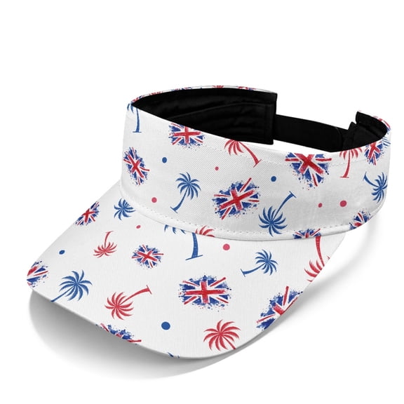 HELLHERO Union Jack Palm Tree Pattern Open Top Sun Visor Hat, Polyester Fabric Lightweight Sports Visor Hat Breathable Sun Visor Cap for Men