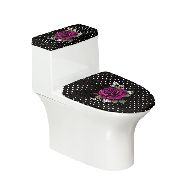 HELLHERO Universal Elastic Bottom Bathroom Toilet Lid Cover, Polyester Fabric, Stretch Fit Toilet Seat Lid Cover, Elastic Edge, Easy to Install