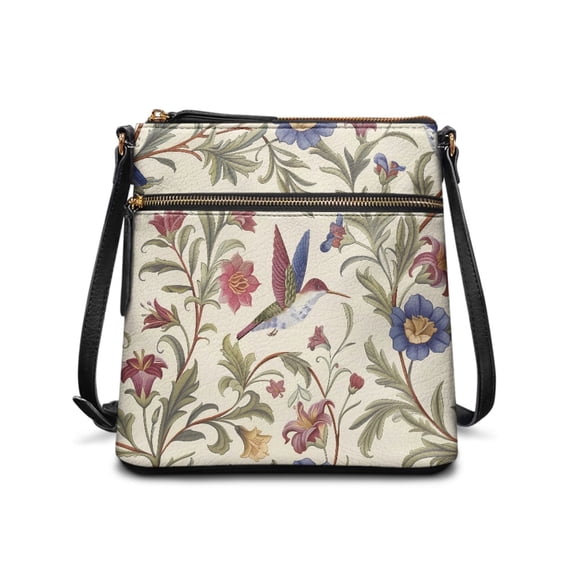 HELLHERO Versatile Sling Bag for Daily Outdoor, Waterproof Fashion Shoulder Crossbody Bag, Hummingbirds Floral Garden