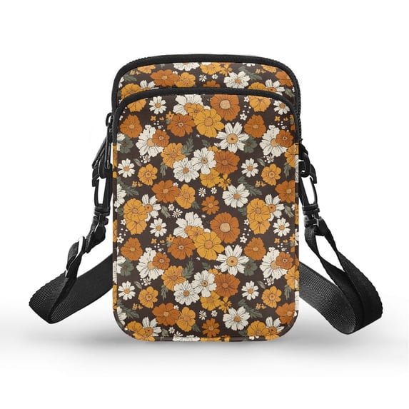 HELLHERO Vintage Florals Small Crossbody Purse with with Adjustable Strap Women Messenger Bag Trendy Polyester
